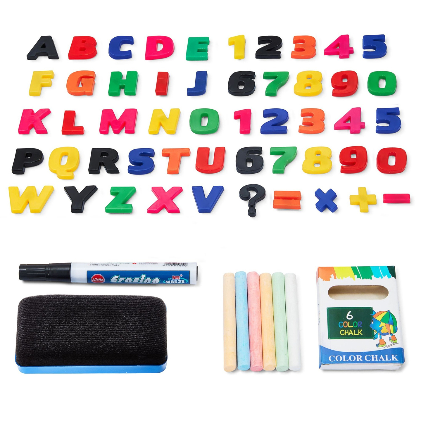 Veľká vzdelávacia obojstranná tabuľa: magnetická a kriedová - tabuľa na vymazávanie za sucha, drevená