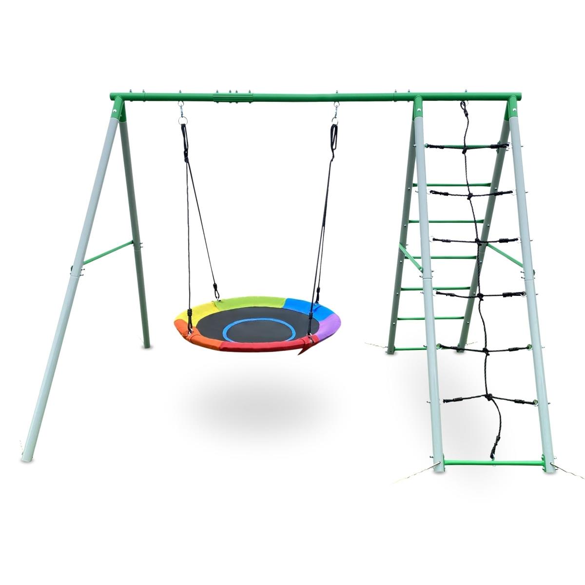 XL záhradné ihrisko pre deti s hojdačkou bocianie hniezdo, rebríkom a sieťou na šplhanie