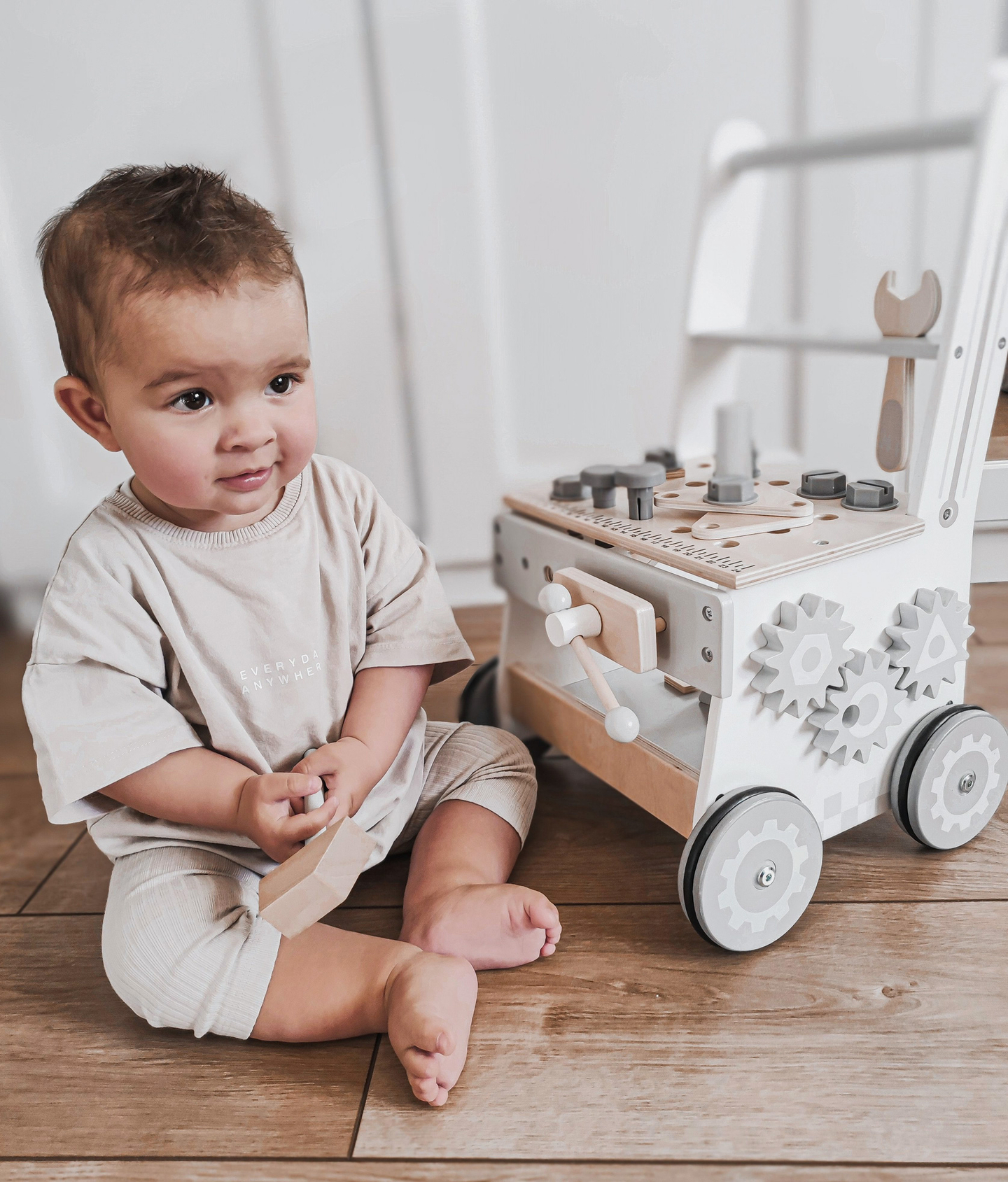 Drevené chodítko 3 v 1, tlačiareň + dielňa - 47 prvkov