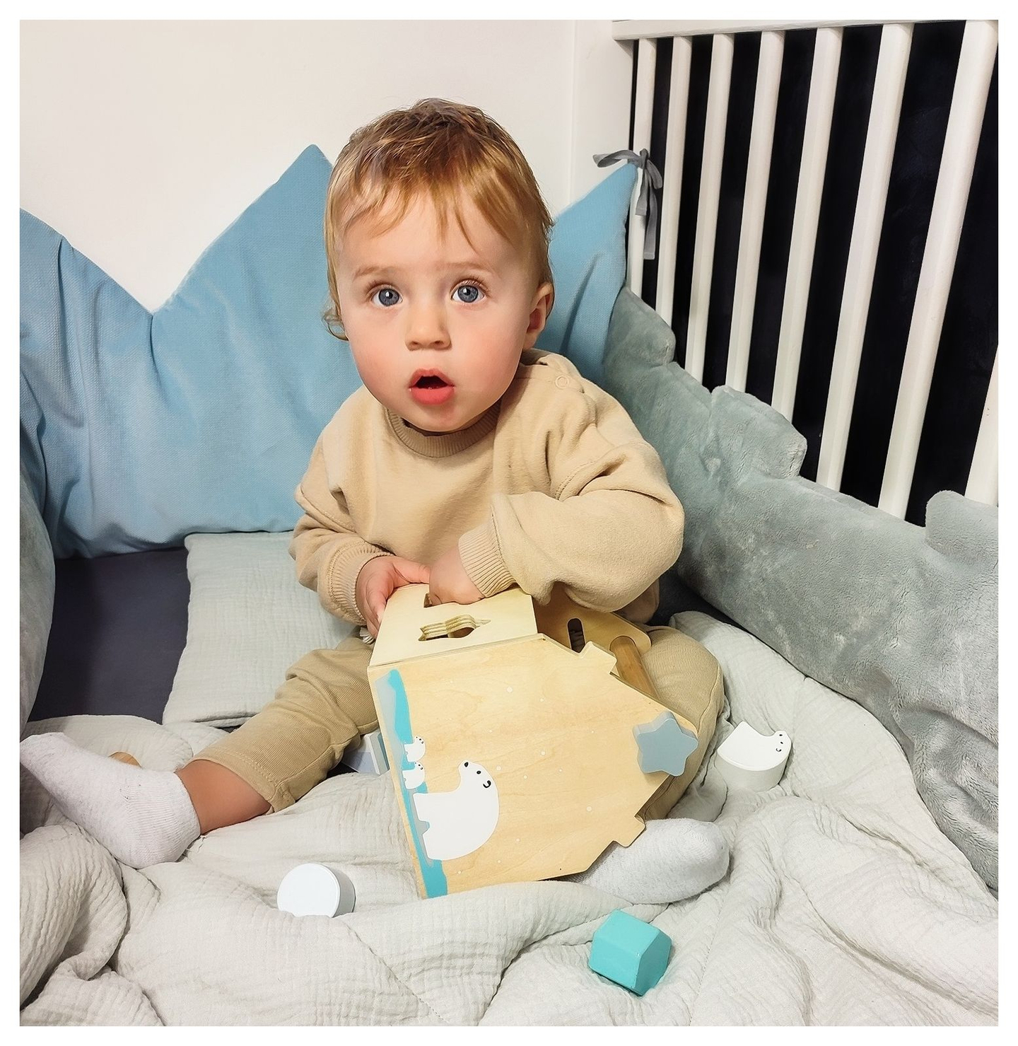 Sorter - vzdelávací drevený domček s kockami