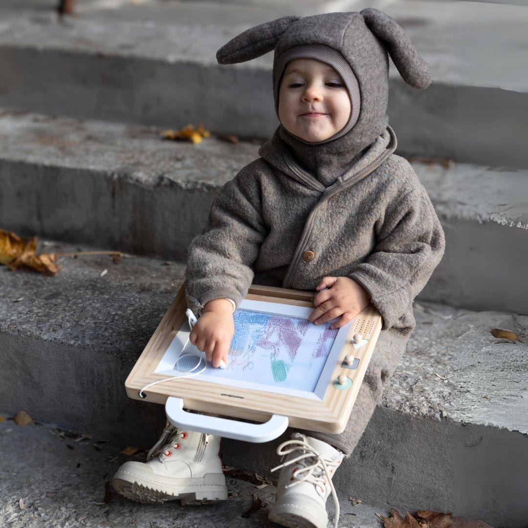 Drevený zošit s pečiatkami - doska na kreslenie