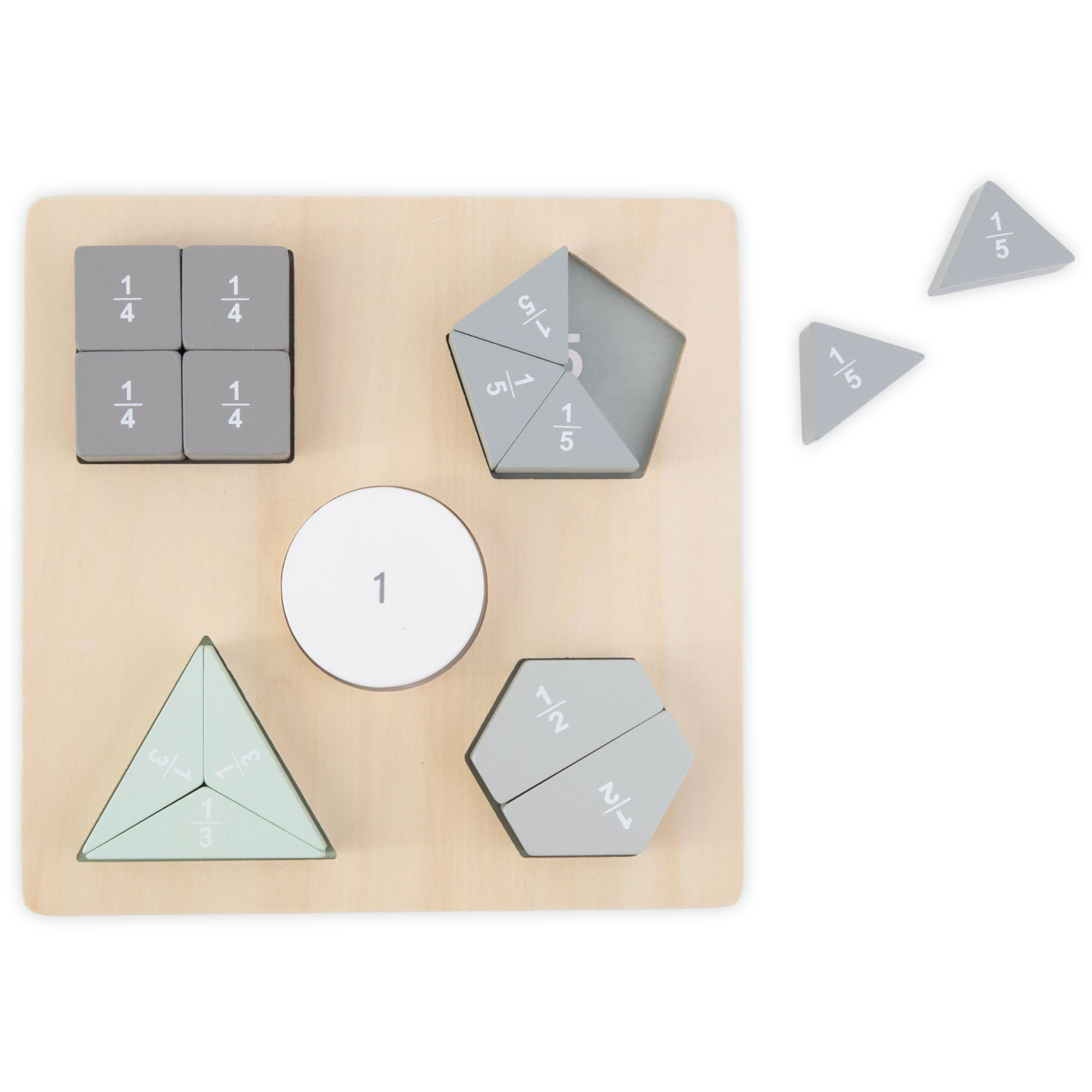 Drevené puzzle - Montessori puzzle - Zlomky a geometrické útvary