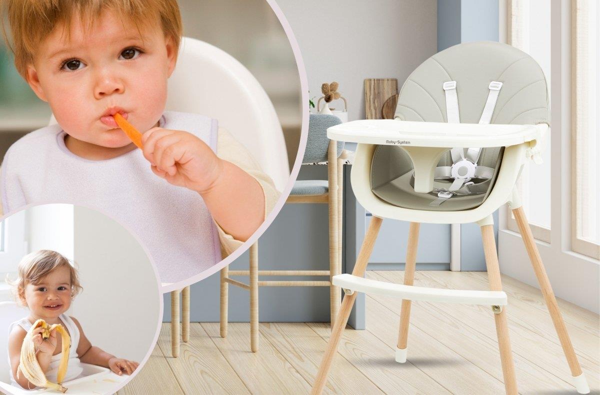 Kŕmna stolička AMELIA 3v1 Moby-System, sivá