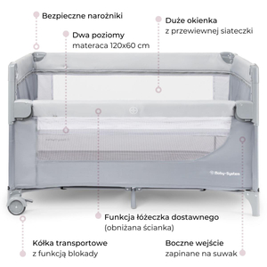 Prenosná postieľka 3 v 1 s prebaľovacím pultom, matracom a taškou na prenášanie