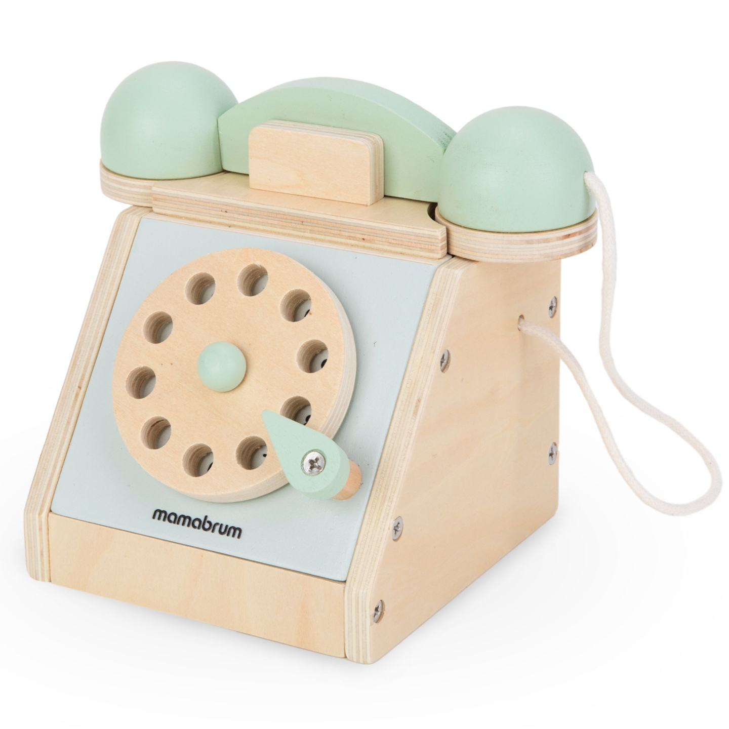 Retro drevený telefón - mätový
