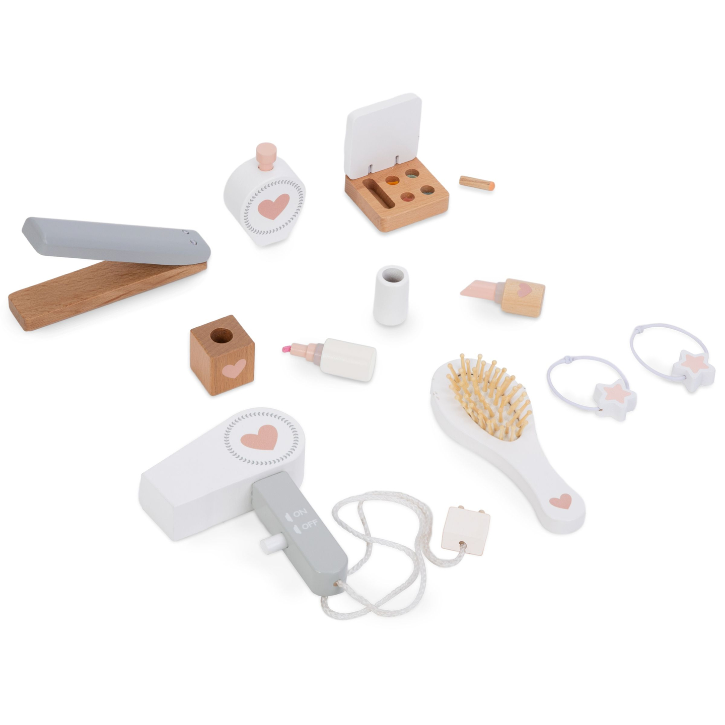 Drevený toaletný stolík so stoličkou a príslušenstvom