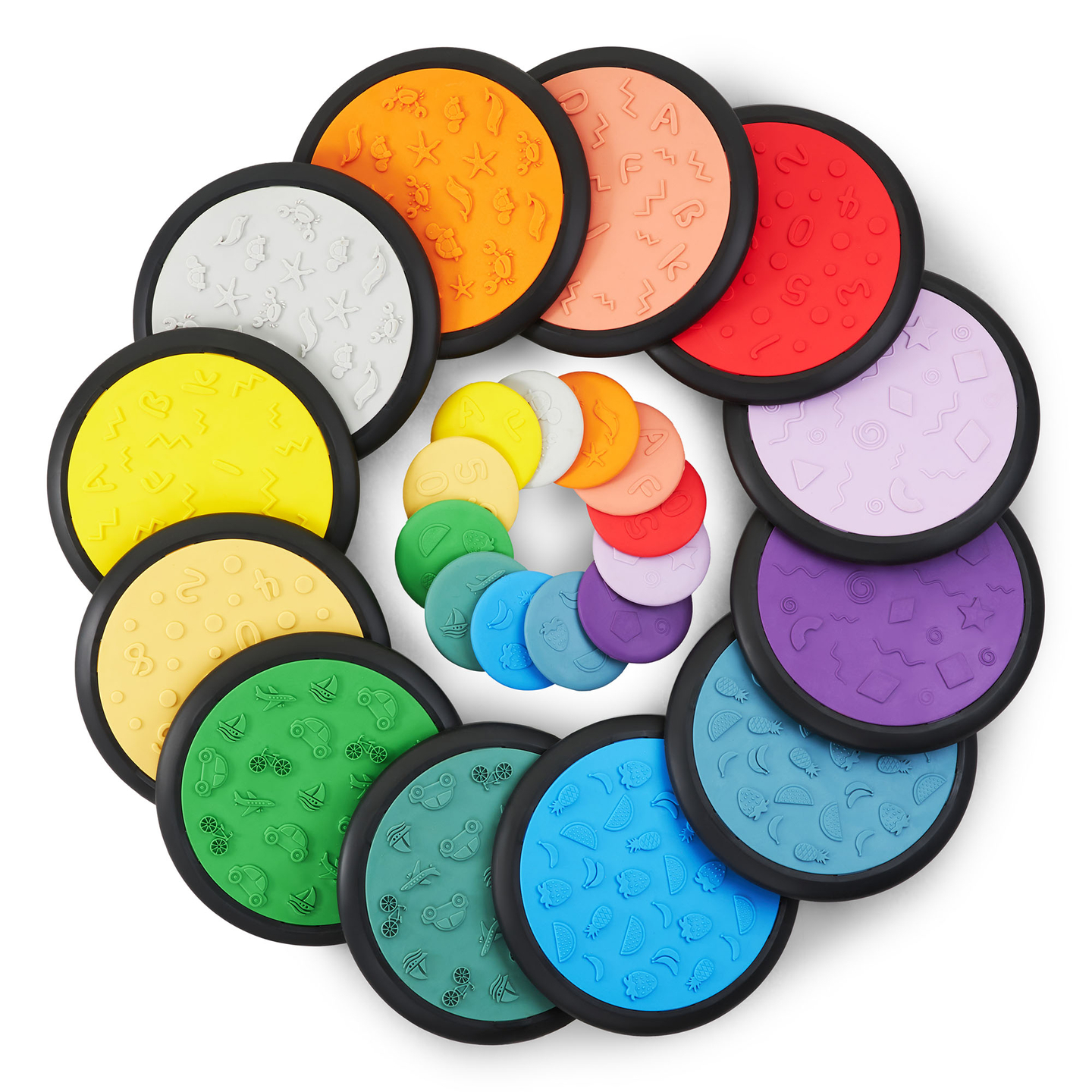 Farebné senzorické disky pre deti - 24 kusov