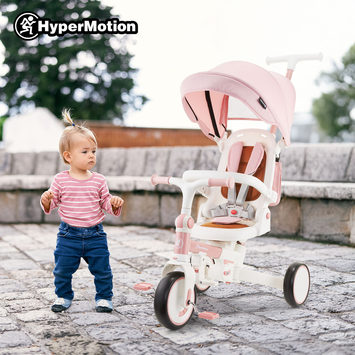 Multifunkčná trojkolka 8v1 TOBI FOREST - ružová