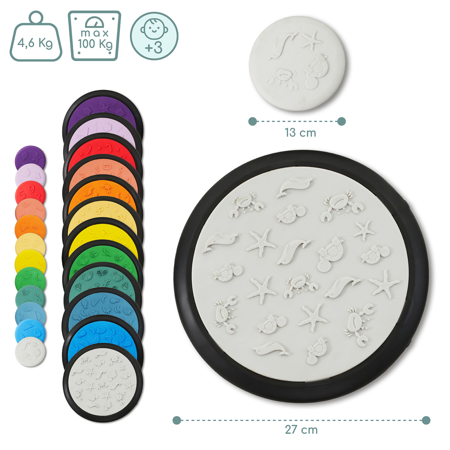 Farebné senzorické disky pre deti - 24 kusov