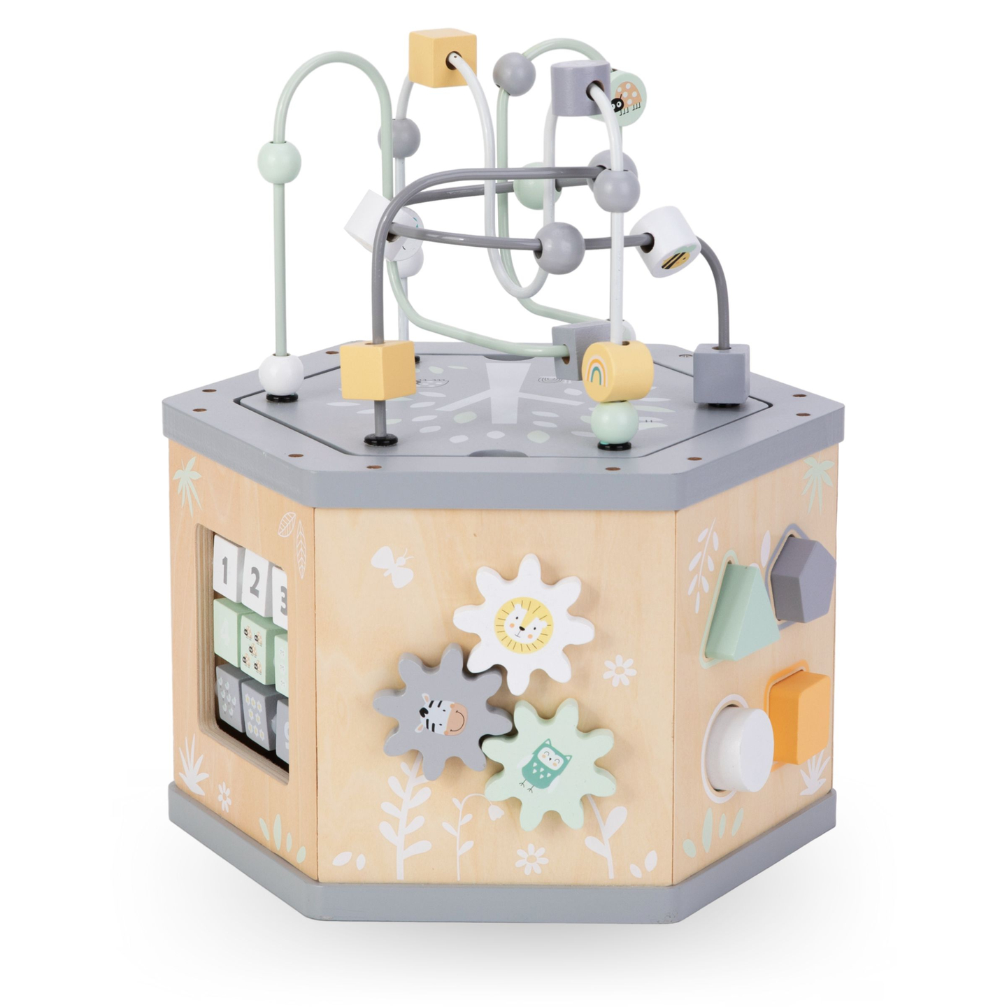 Interaktívna drevená vzdelávacia kocka 7 v 1 - motorická slučka