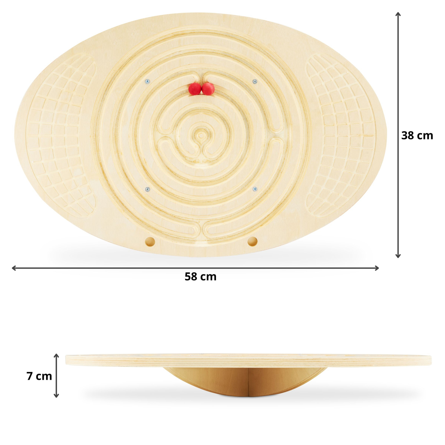 Drevená balančná doska s bludiskom a loptičkami - balančná hojdačka