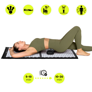 Veľká akupresúrna podložka s vankúšom a poťahom - 130 cm HyperMotion čiernobiela