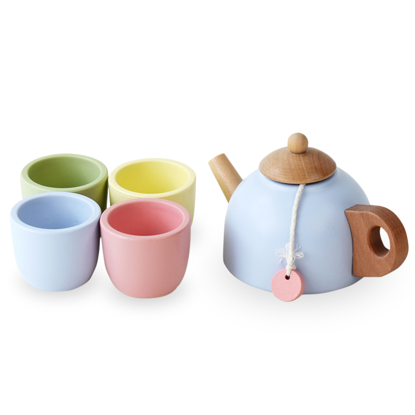 Drevená čajová súprava s podnosom - 7 položiek