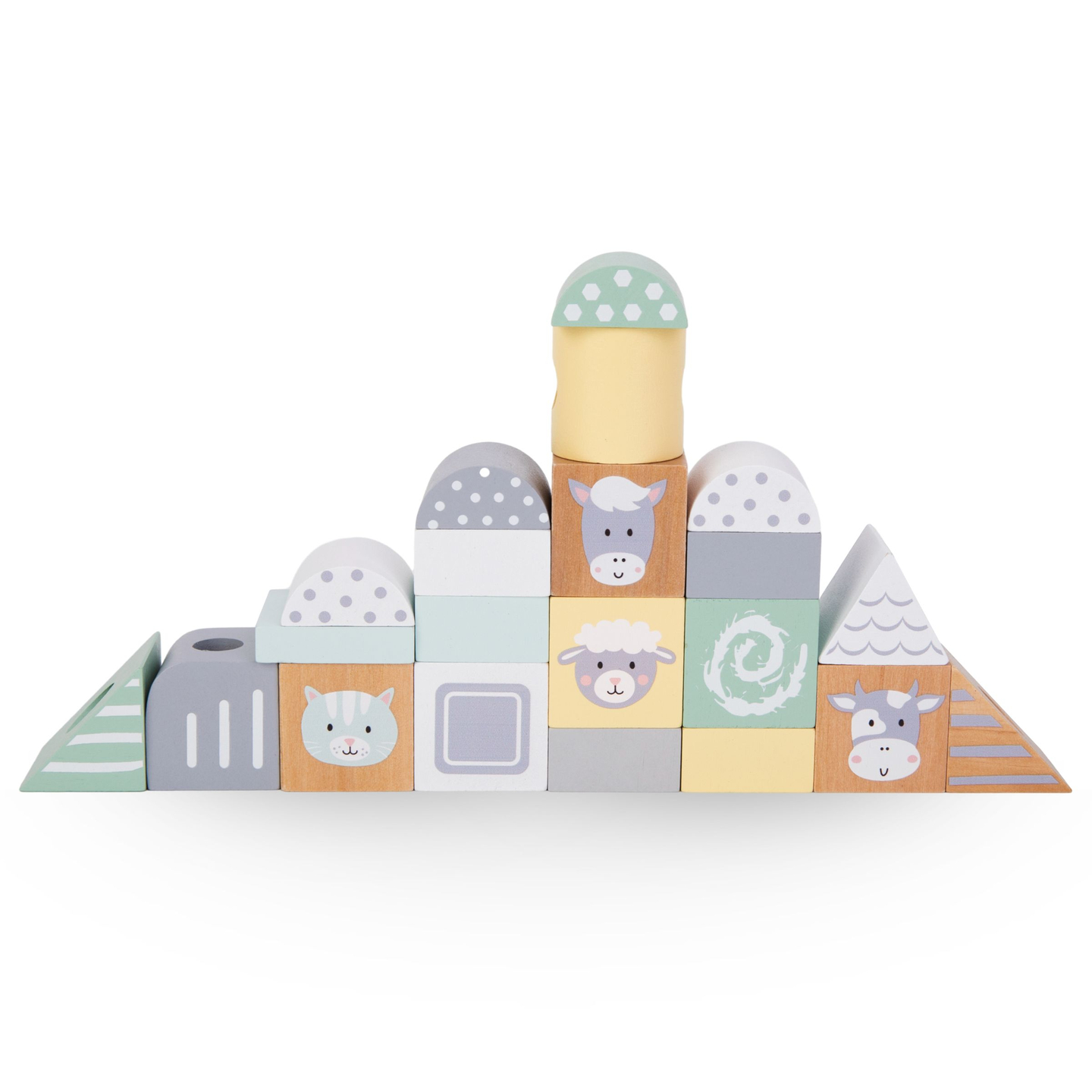Drevený vlak s blokmi pre chlapca - Farma