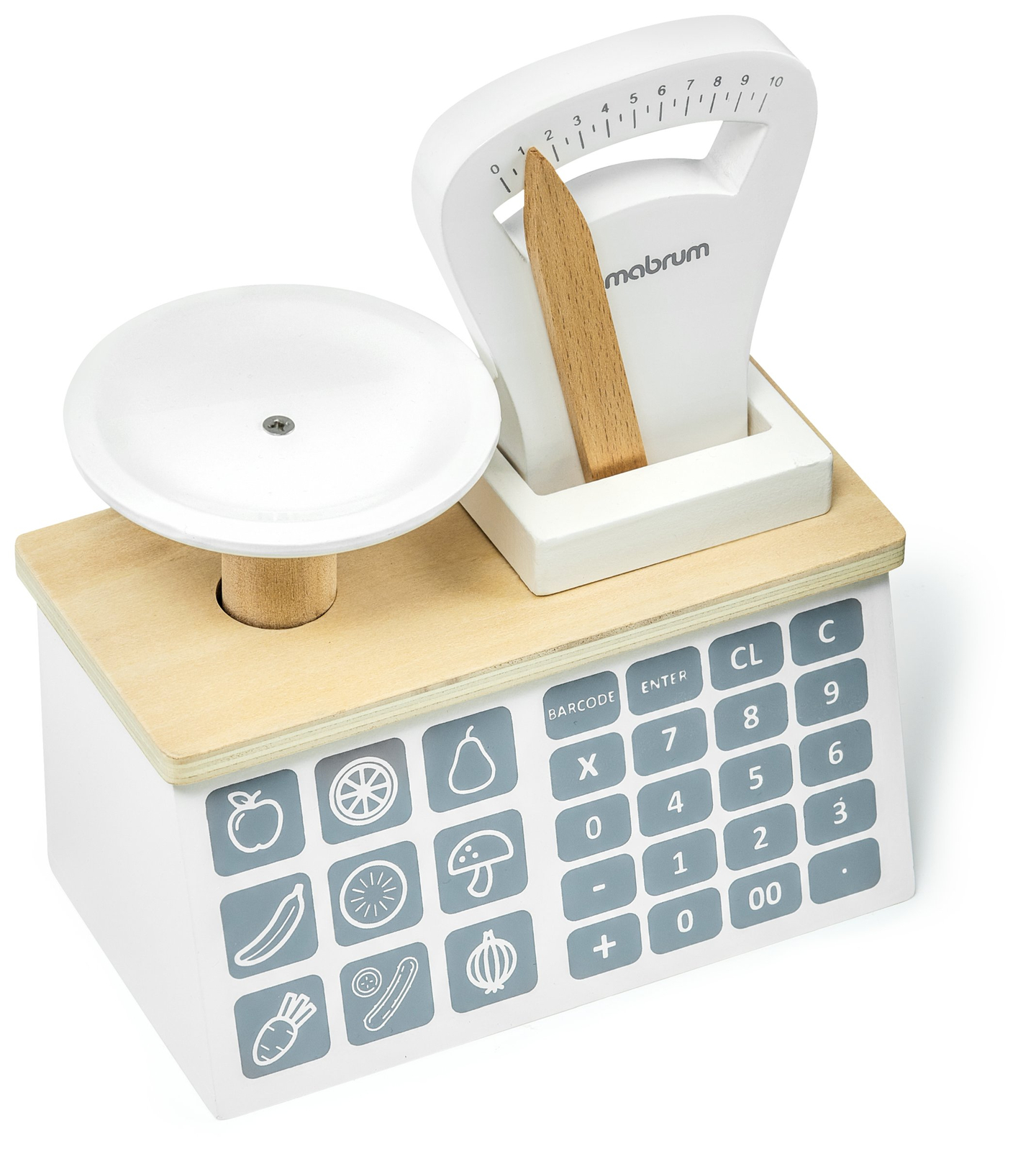 Mini market - obchod s váhou, terminálom, platobnou kartou a ovocím