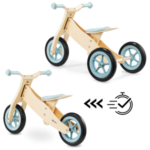Drevená trojkolka a balančný bicykel 2v1 - HyperMotion PERCY - modrá