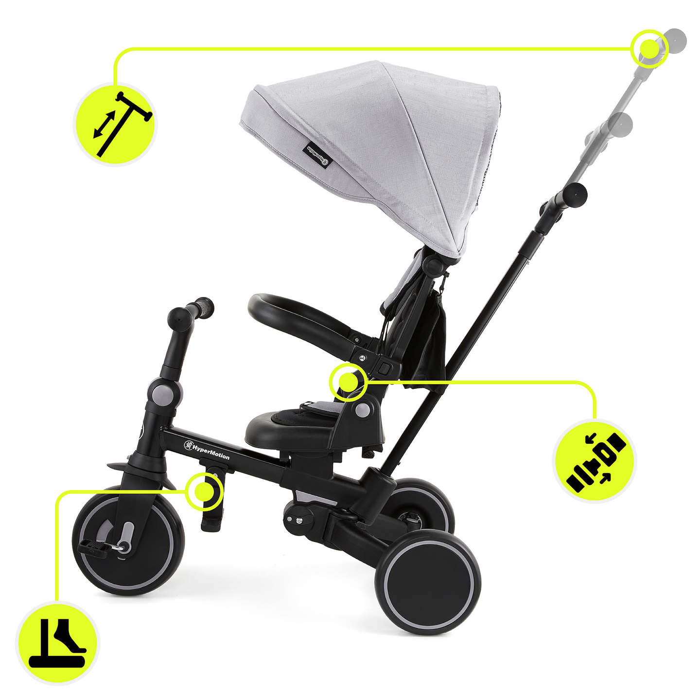 Multifunkčná trojkolka 8v1 TOBI FOREST - sivá