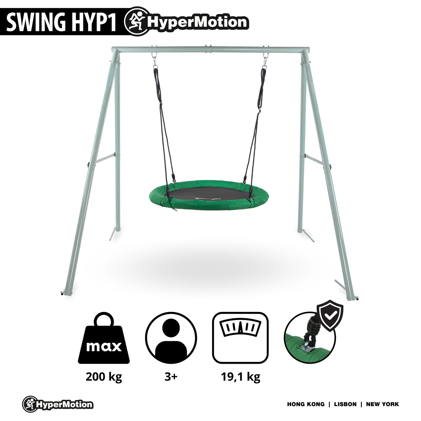 Záhradná hojdačka typu bocianie hniezdo s rámom a lanami