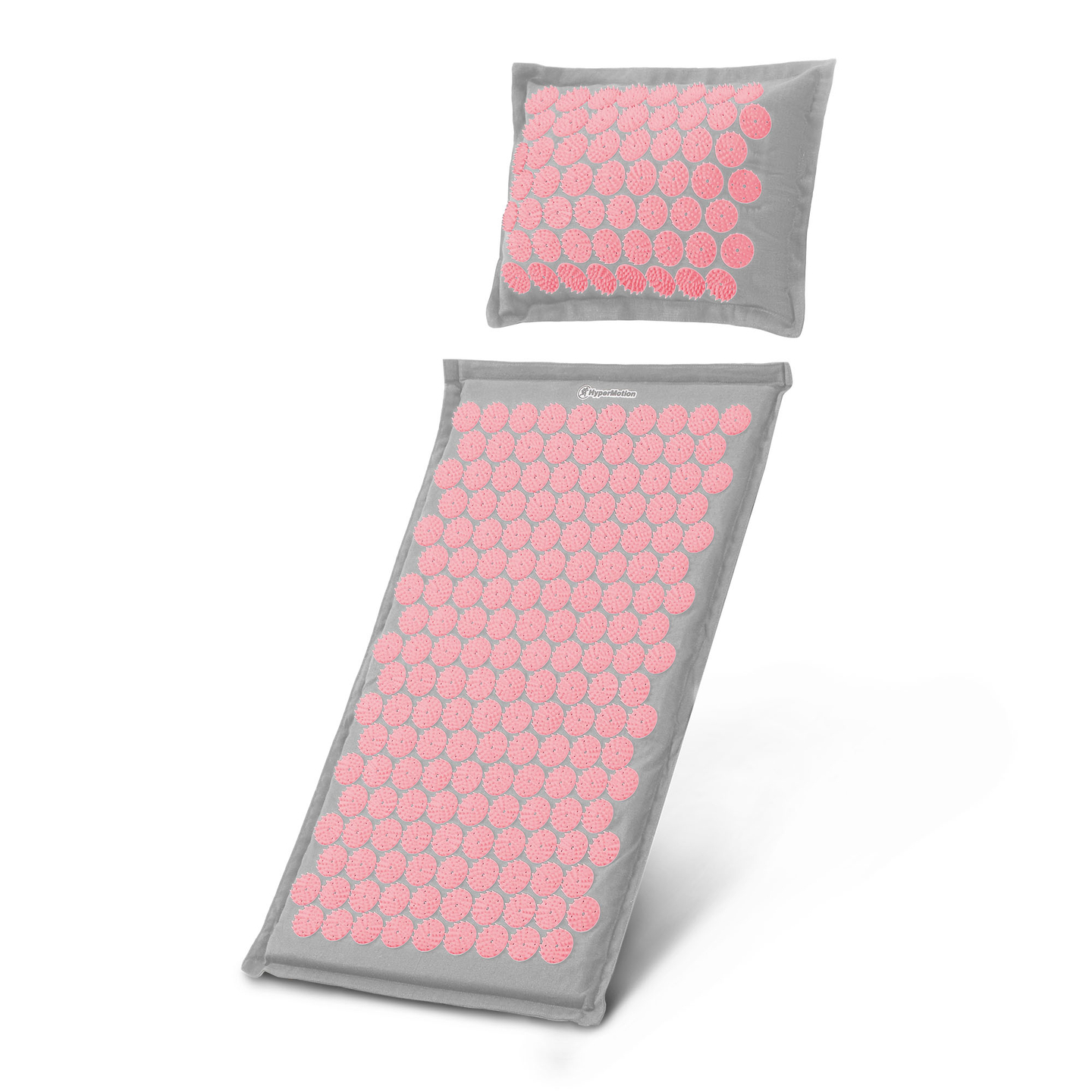 EKO ľanová akupresúrna podložka s kokosovým vláknom a pohánkovým vankúšom – 68 cm HyperMotion sivá a ružová