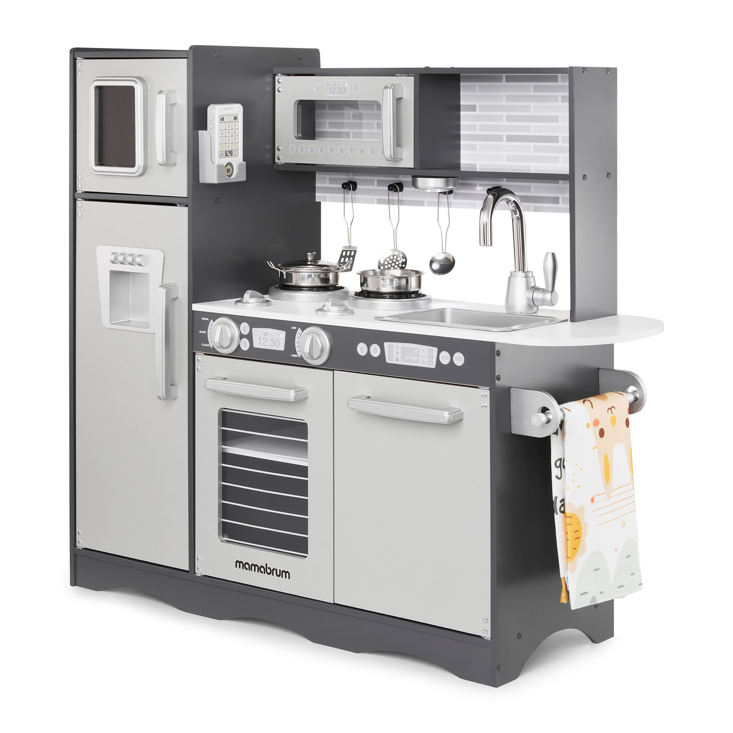 Drevená kuchyňa XXL s LED osvetlením, zásterou a príslušenstvom