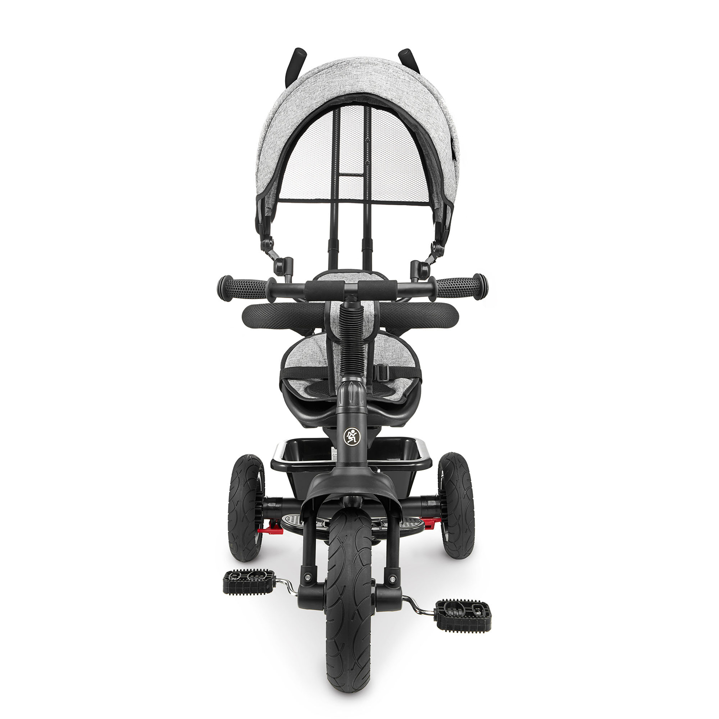 Trojkolka pre deti od 1 do 4 rokov - TOBI FREY - sivá farba - otočná - pumpované kolesá + tlačné koleso