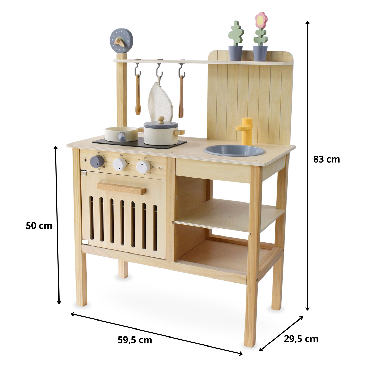 Drevená záhradná kuchyňa s príslušenstvom - prírodné boho