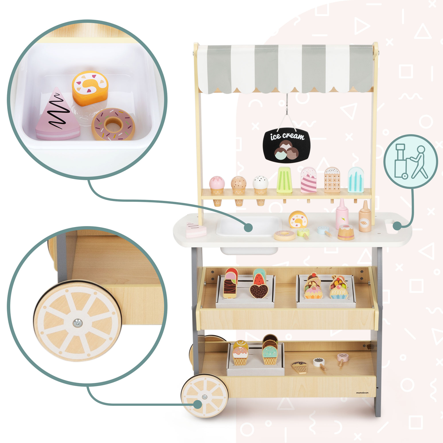 Drevená zmrzlináreň na kolieskach - zmrzlinový vozík