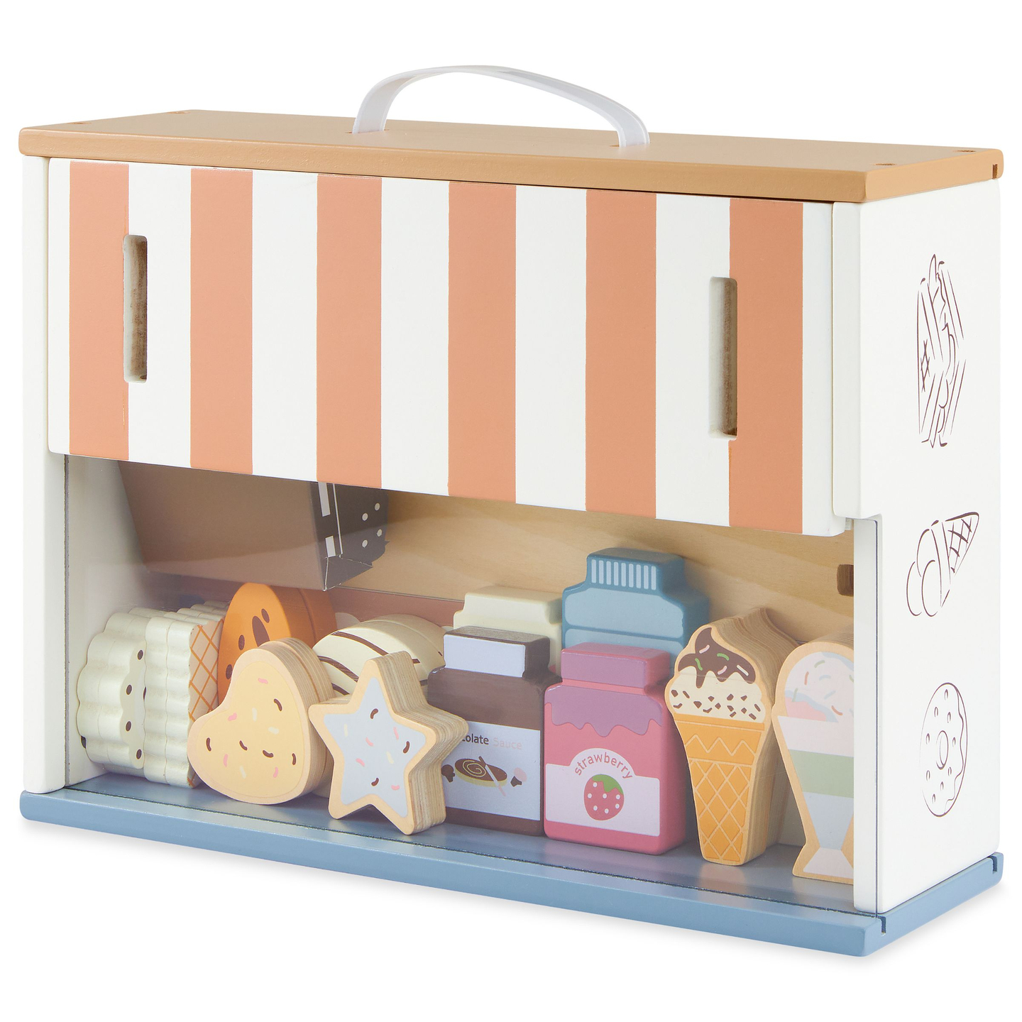 Skladací drevený obchod - kaviareň, cukráreň s príslušenstvom