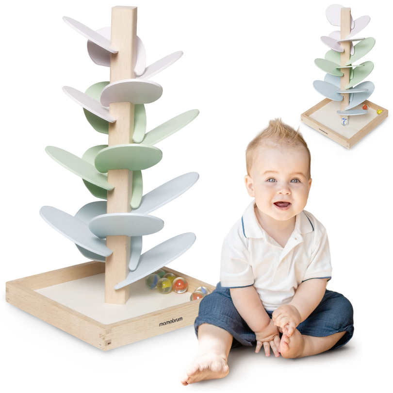 Drevený kulodróm - zvukový strom s guľôčkami