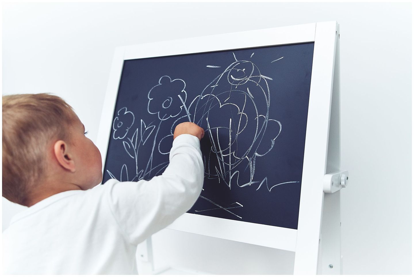 Vzdelávacia obojstranná tabuľa: magnetická a kriedová - suché utieranie, drevená, pre deti, skladacia