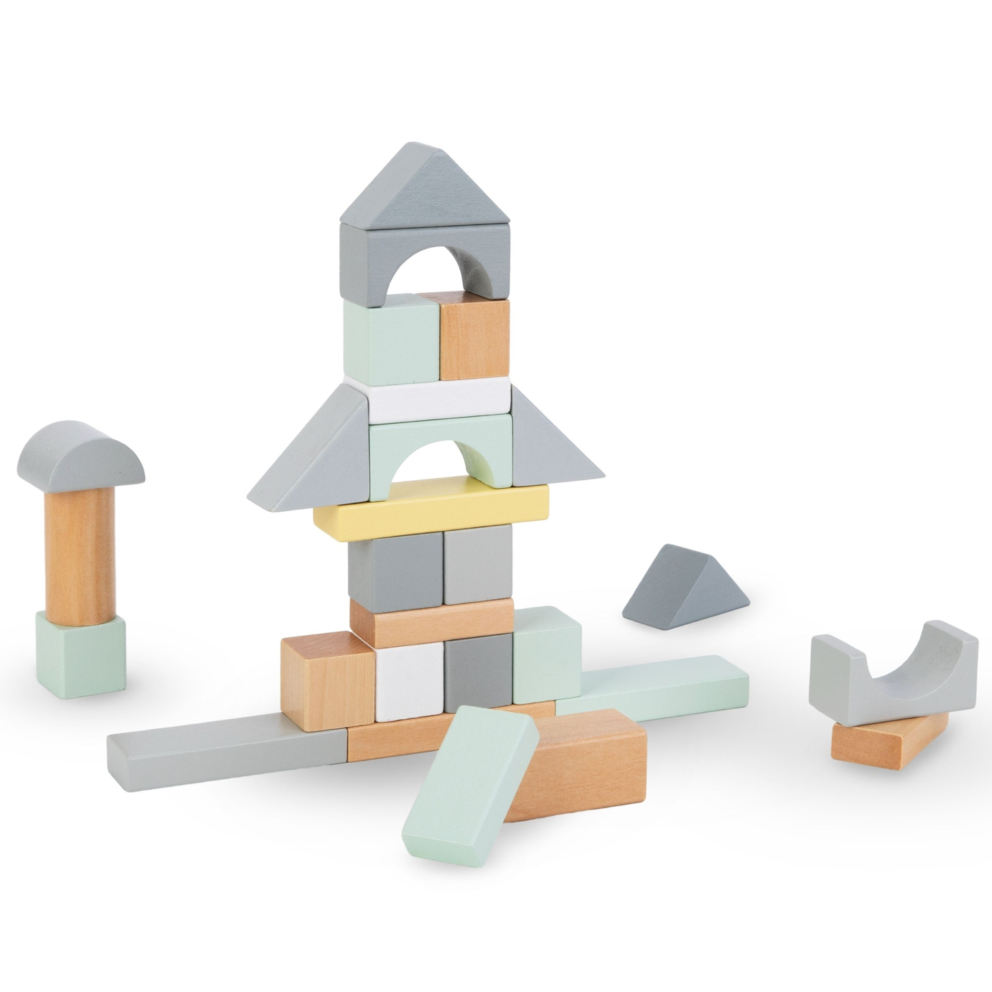 Pastelové drevené bloky - sada 100 XL kusov