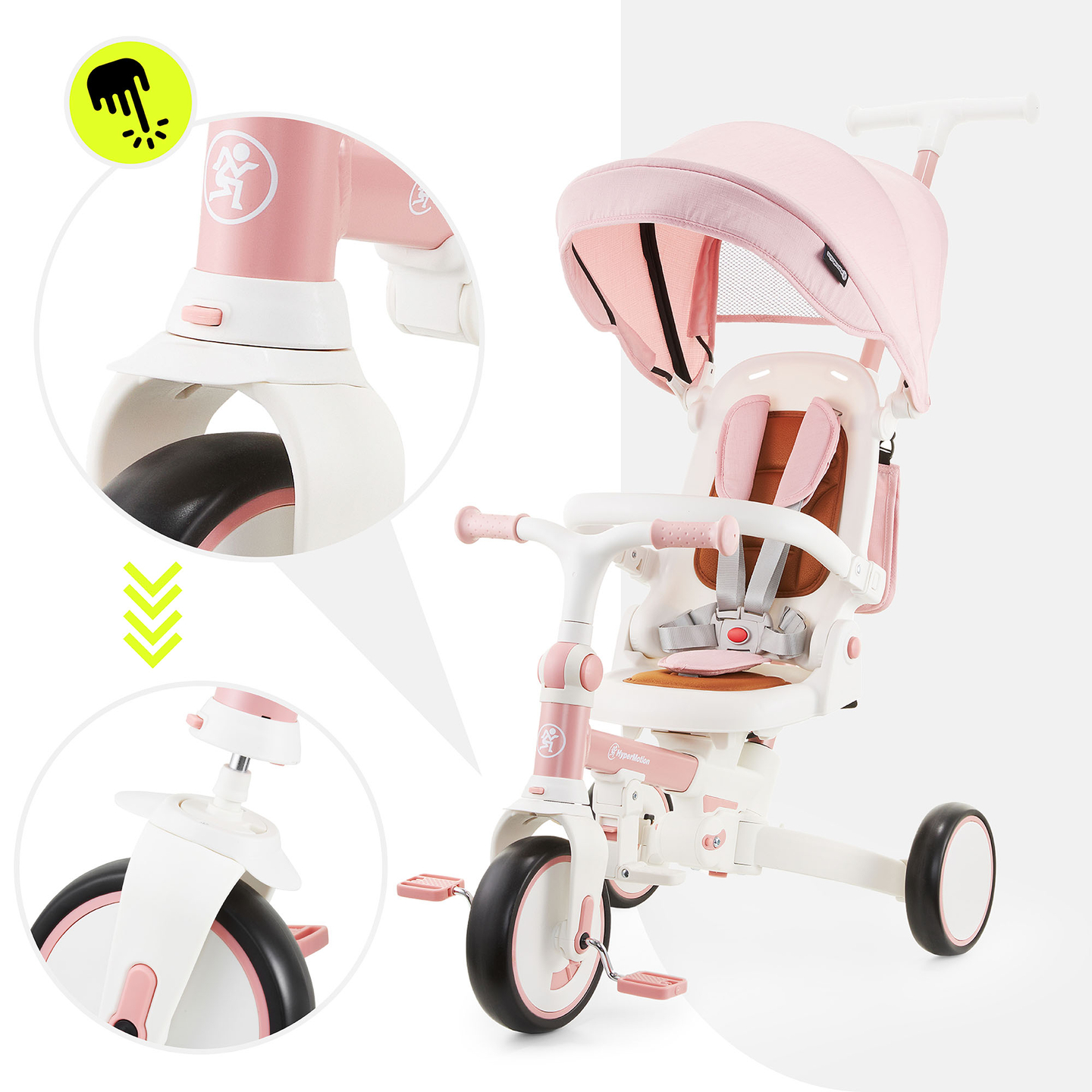 Multifunkčná trojkolka 8v1 TOBI FOREST - ružová