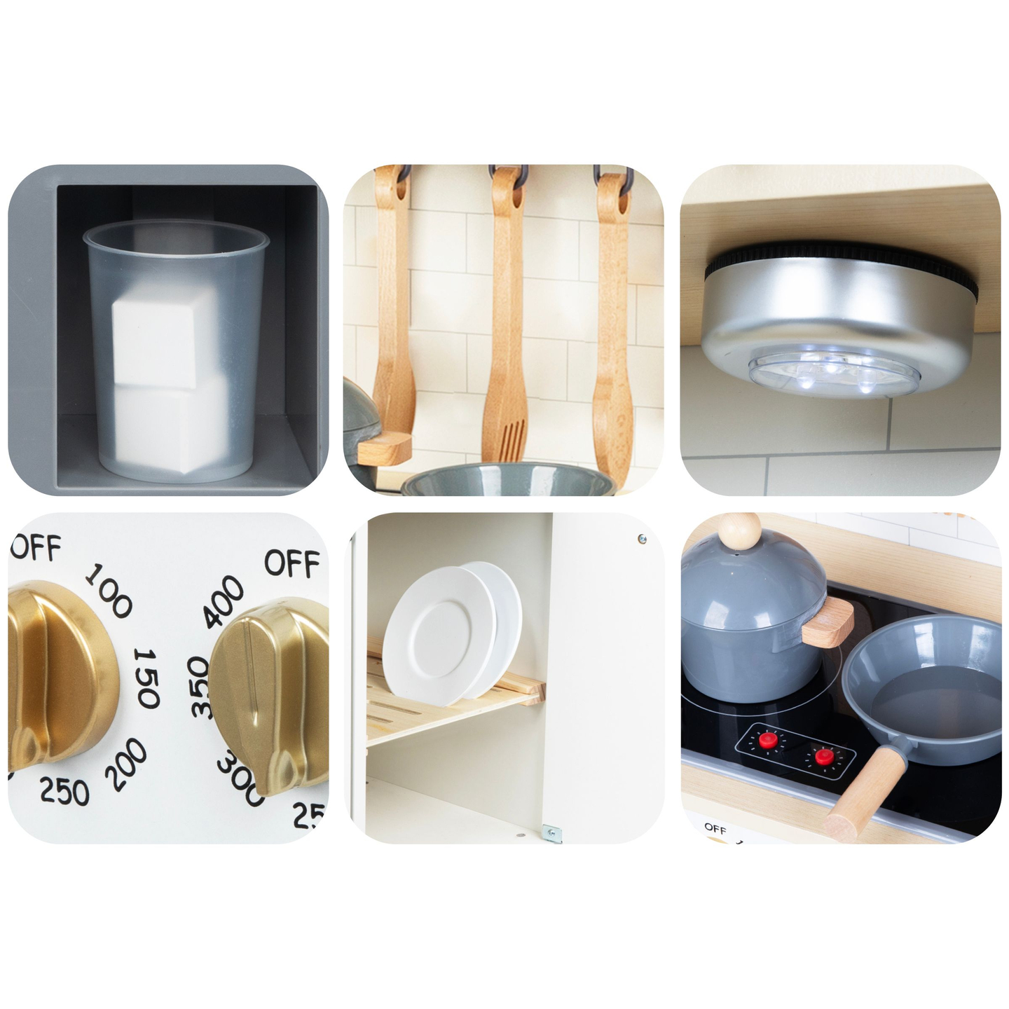 Interaktívna XXL drevená kuchyňa s doplnkami a LED osvetlením - dvojúrovňová