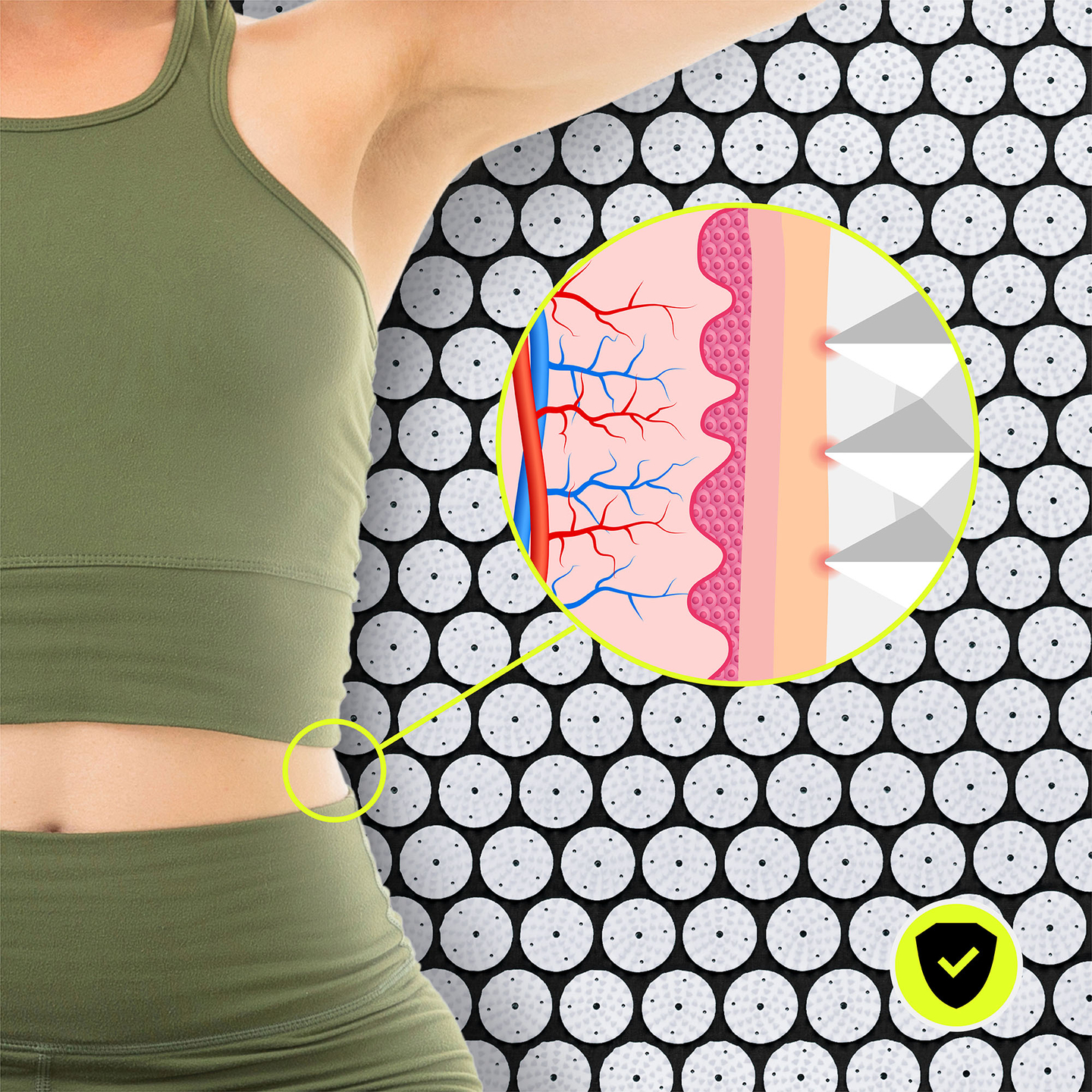 Akupresúrna podložka s vankúšom a poťahom - 72 cm HyperMotion čiernobiela