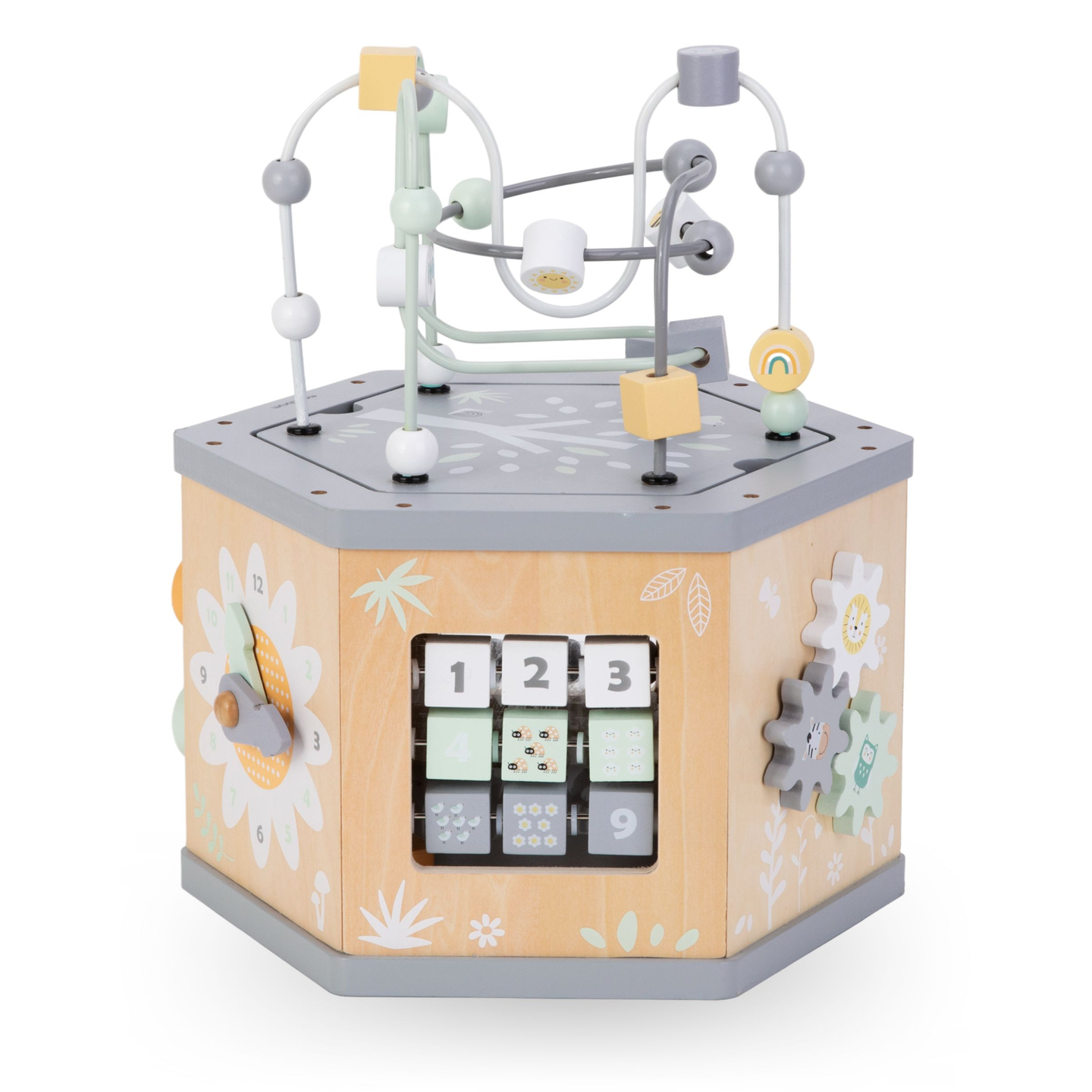 Interaktívna drevená vzdelávacia kocka 7 v 1 - motorická slučka