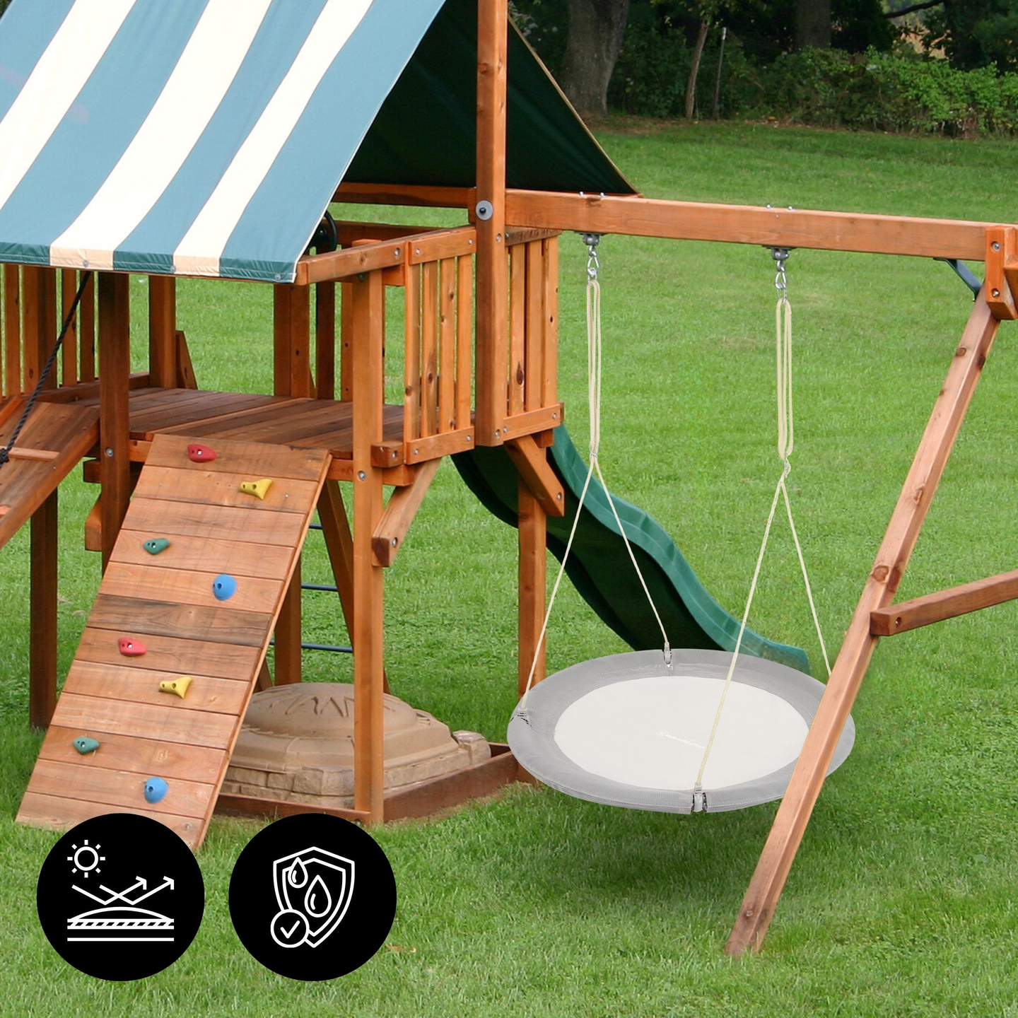 Hojdačka HyperMotion Bocianie hniezdo - priemer 100 cm, sivá farba