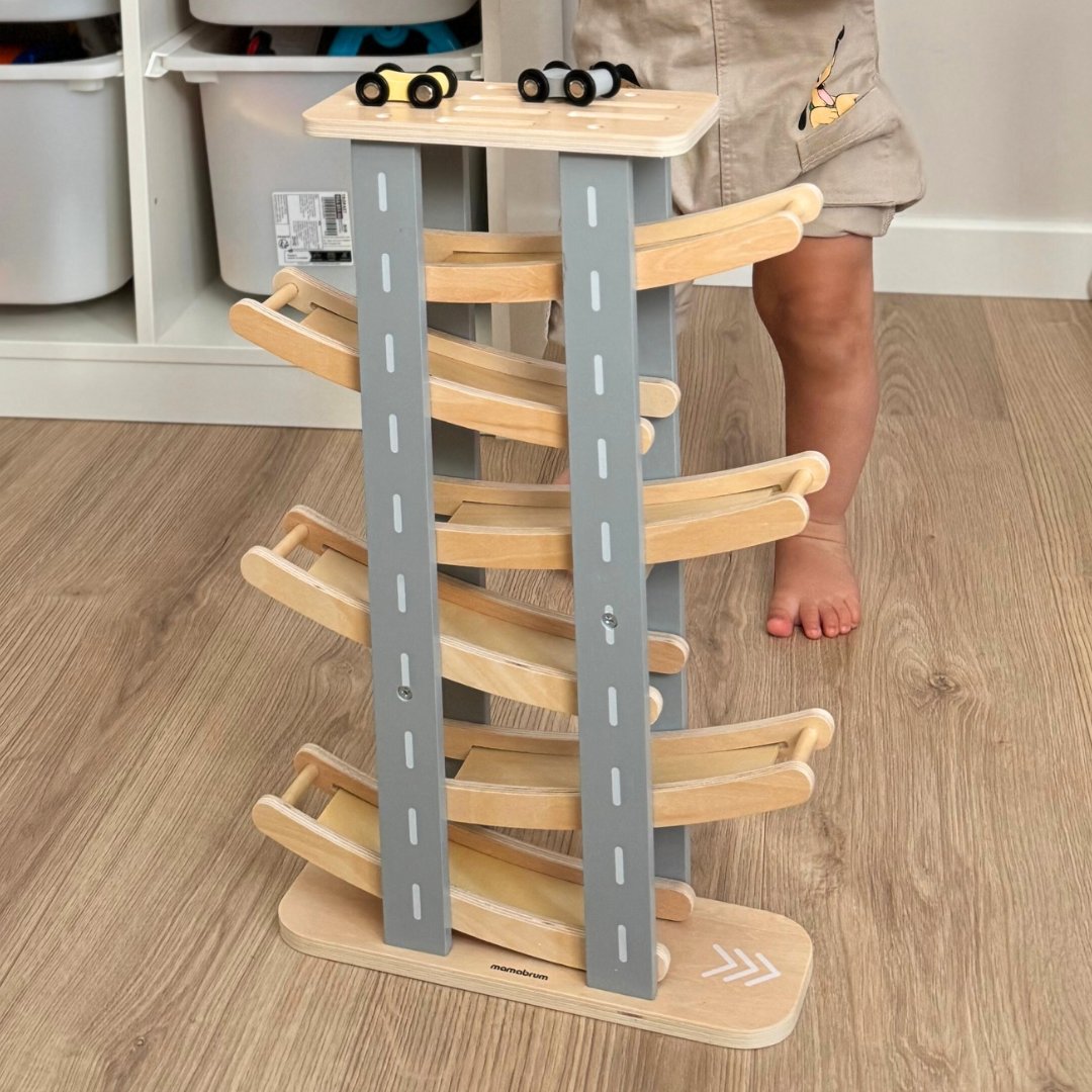 Drevená dráha - šmykľavka pre autíčka - 6 poschodí