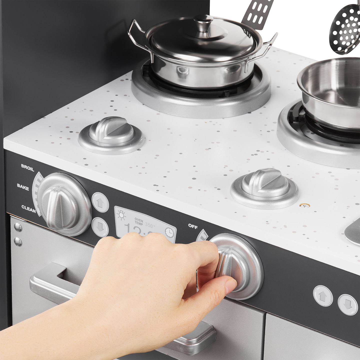 Drevená kuchyňa XXL s LED osvetlením, zásterou a príslušenstvom