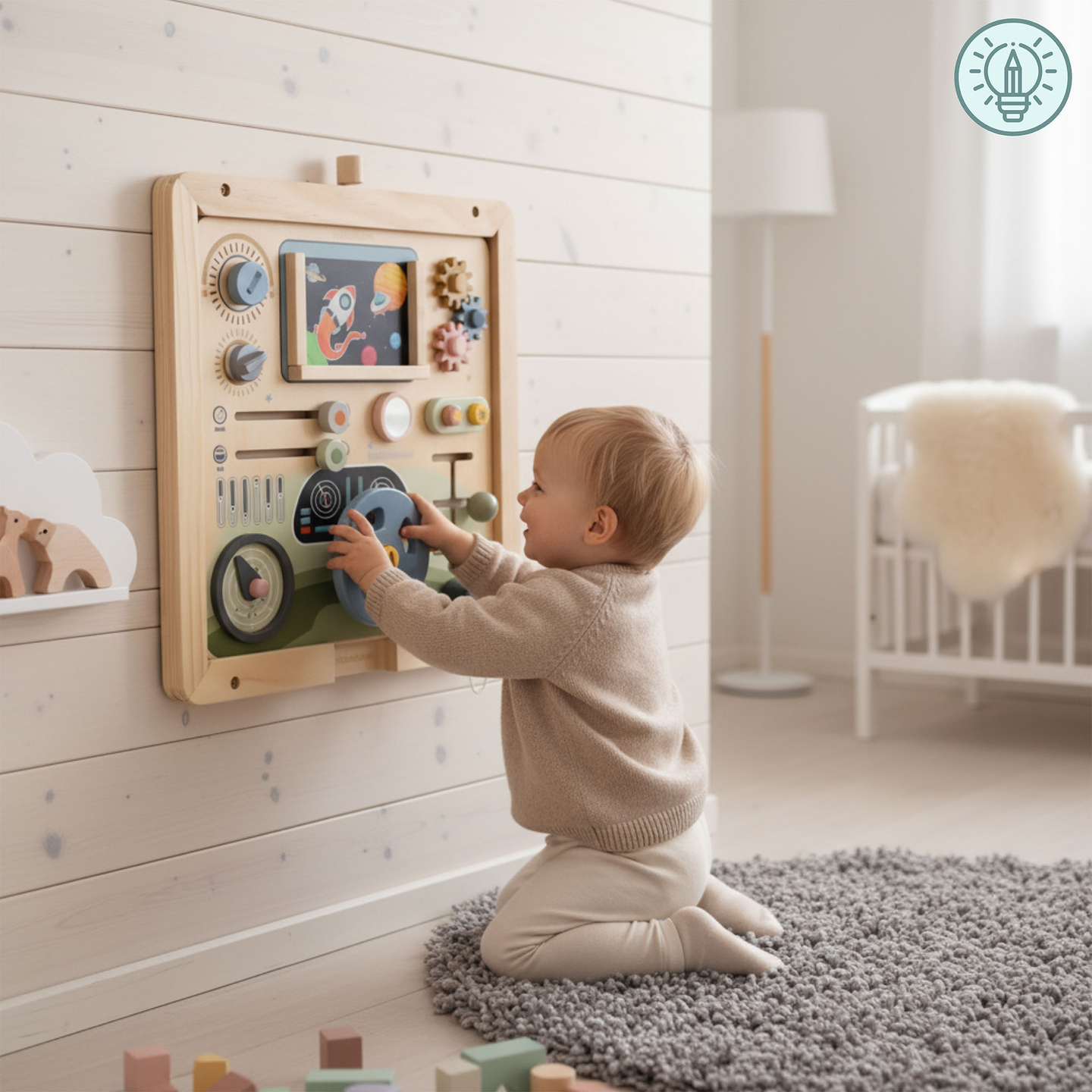 Drevený nástenný rám - na upevnenie vzdelávacích tabúľ Mamabrum