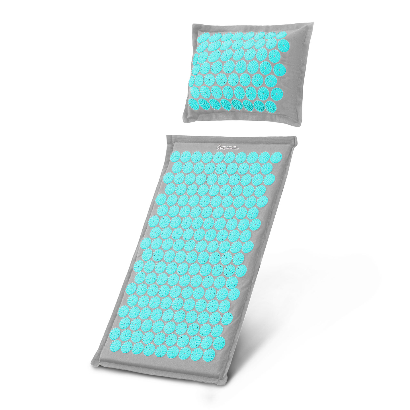 EKO ľanová akupresúrna podložka s kokosovým vláknom a pohánkovým vankúšom – 68 cm HyperMotion sivo-mätová