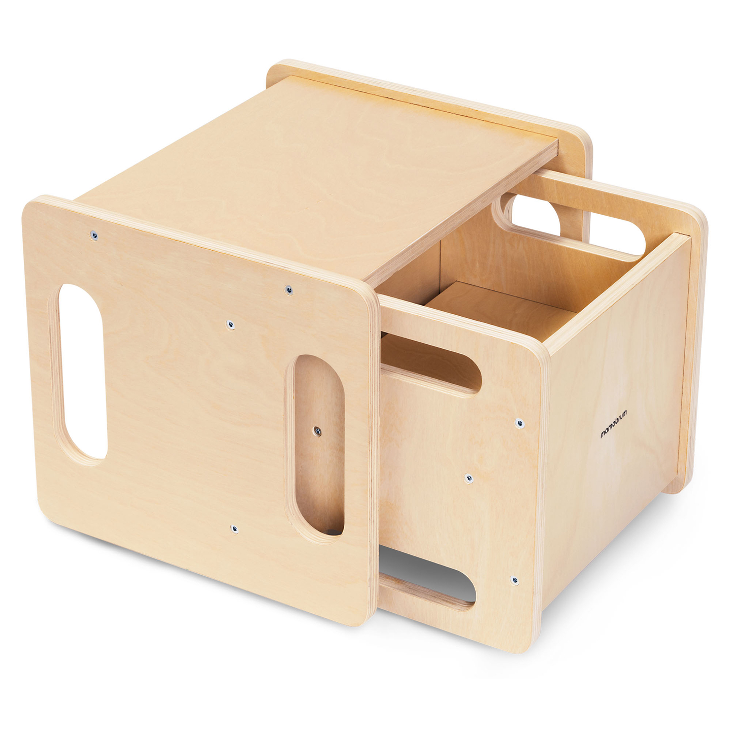 Drevený stôl a stolička s funkciou nášľapného mostíka – multifunkčná Montessori sada pre deti