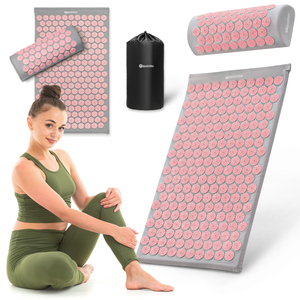Akupresúrna podložka s vankúšom a poťahom - 72 cm HyperMotion sivá a ružová