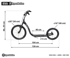 Mestský skúter HyperMotion RIVA s nafukovacími kolesami 50 cm a 40 cm