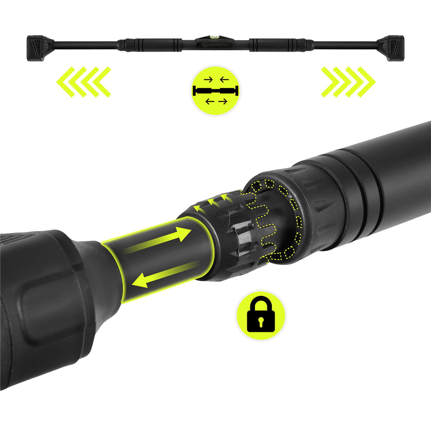 Nastaviteľná hrazda HyperMotion 74-100 cm, 200 kg, čierna