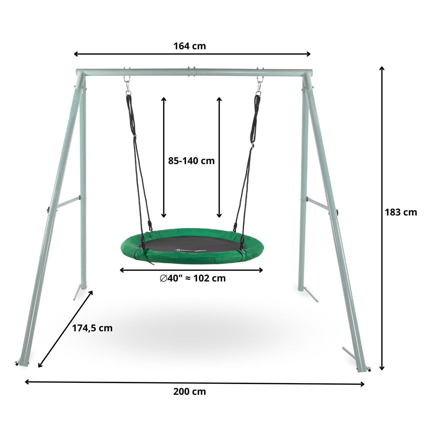 Záhradná hojdačka typu bocianie hniezdo s rámom a lanami