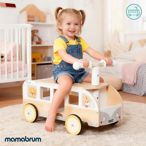 Drevený autobus na odvoz detí - Autobus s úložnými priestormi a miestom pre plyšové zvieratká