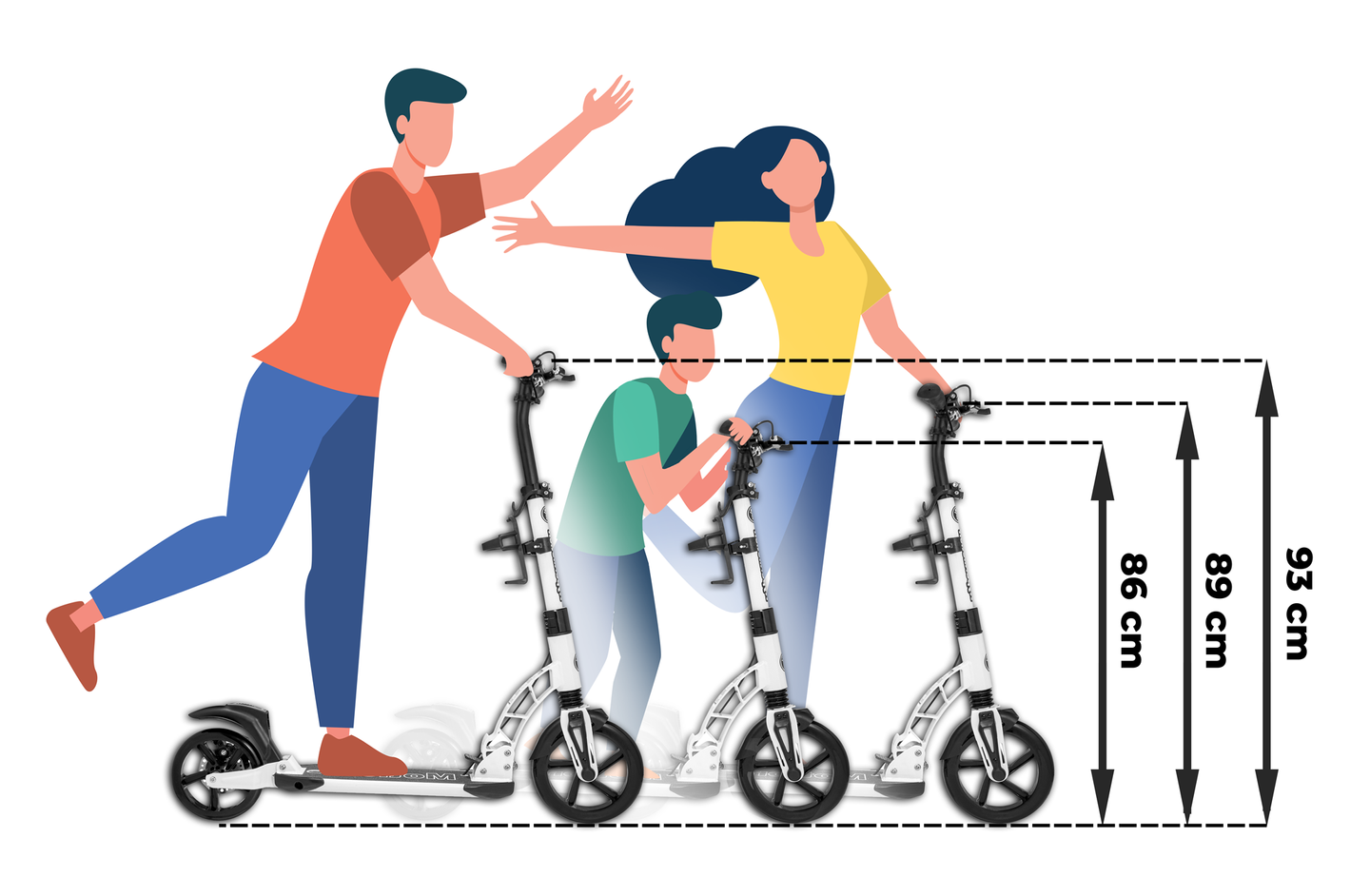 Mestský skúter HyperMotion RIVA s nafukovacími kolesami 50 cm a 40 cm