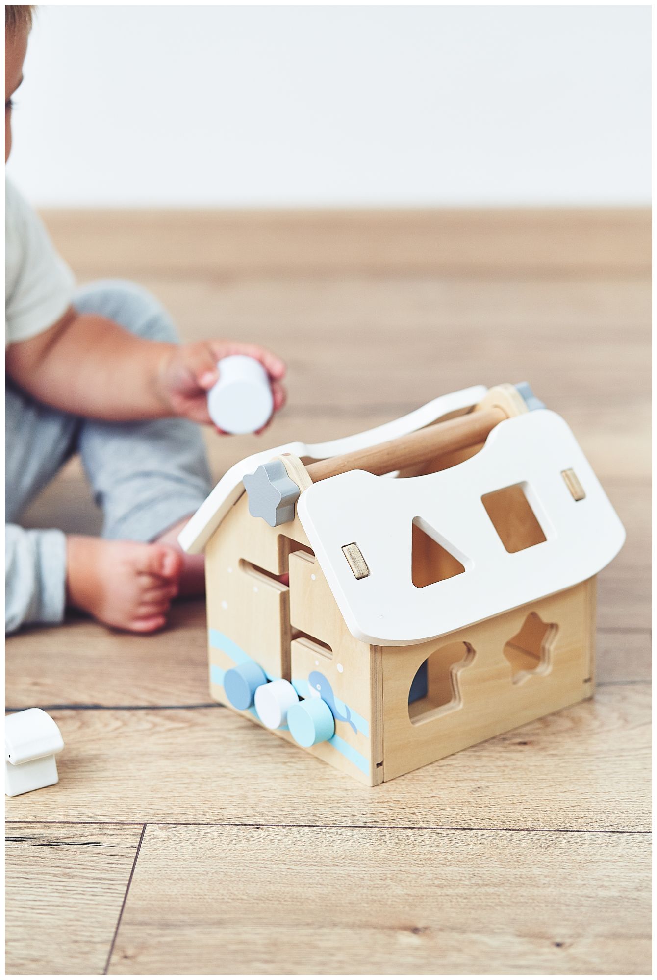 Sorter - vzdelávací drevený domček s kockami