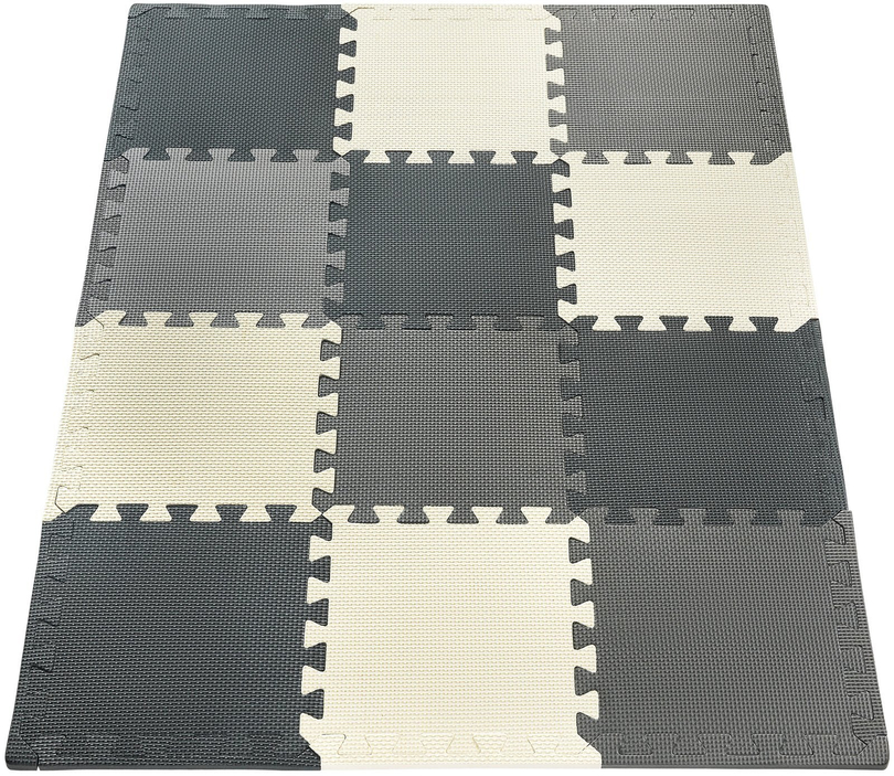 Penové puzzle 12ks. - vzdelávacia penová podložka 120 x 90 x 1.2cm s lemom - sivá