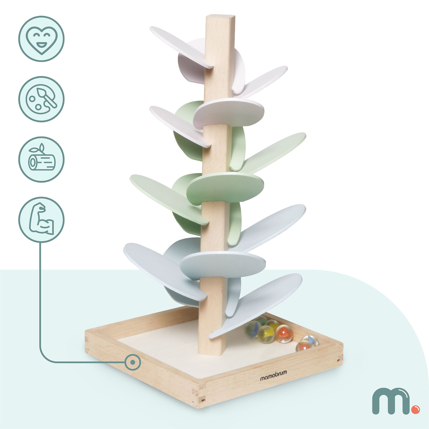 Drevený kulodróm - zvukový strom s guľôčkami